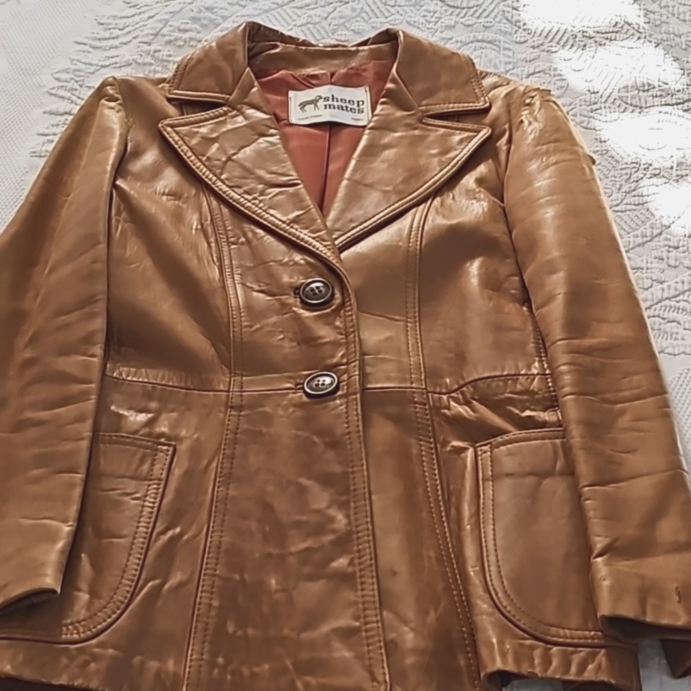 Vintage Leather Jacket in tan size M